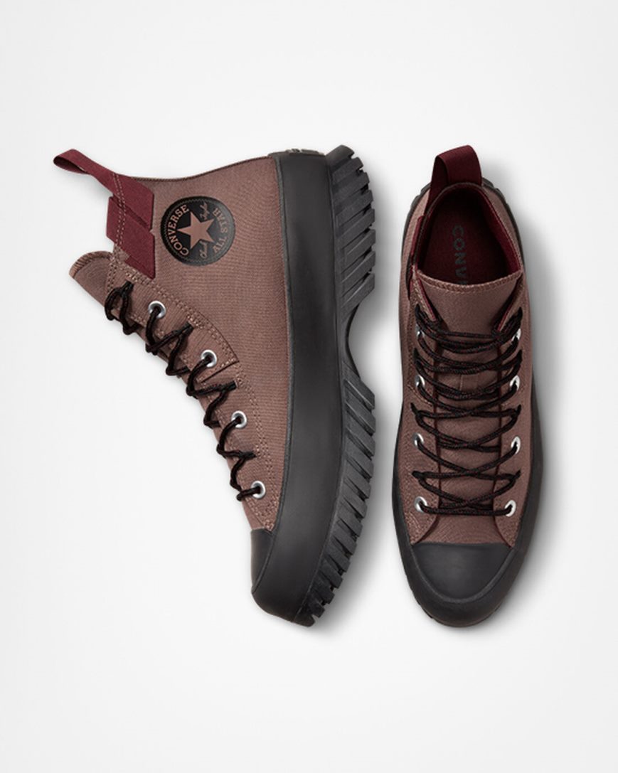 Tenis Converse Chuck Taylor All Star Lugged 2.0 Rugged Basics Cano Alto Feminino Marrom Bordeaux Escuro | PT T0P4795